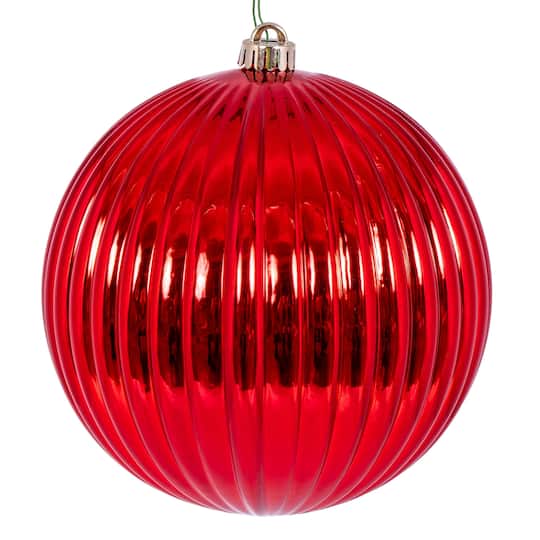 Vickerman 8" Shiny Lined Ball Ornament in Red | Michaels®